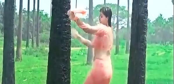 Kerala Girl Meghana Raj - Hot Ass Shake and Navel Show in Wet Saree